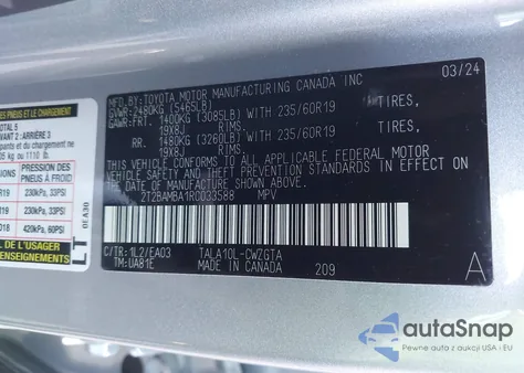 2024 Lexus Rx 350 Base from USA, damaged, VIN 2T2BAMBA1RC033588